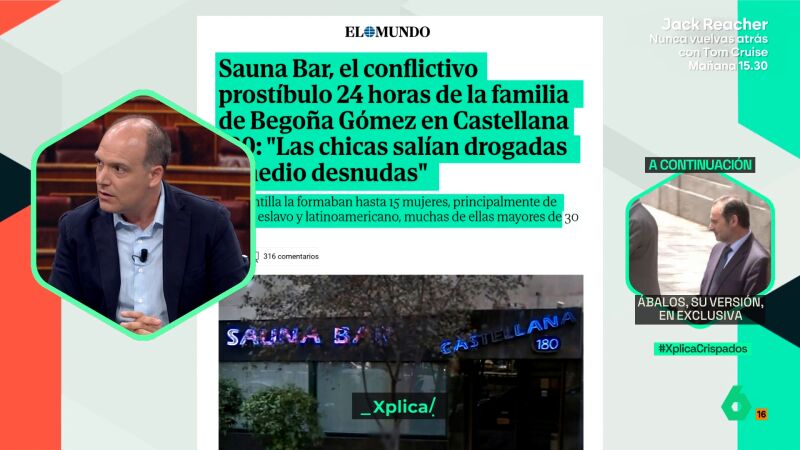 Esteban Urreiztieta, sobre los negocios del suegro de Pedro Sánchez: "Los establecimientos de las saunas existieron"