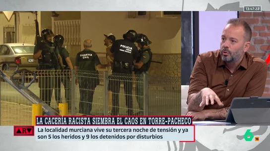Maestre, tajante tras la cacería racista de Torre-Pacheco: "Existe aún una gran tolerancia legislativa, judicial y policial con la violencia neonazi de extrema derecha" Maestre, tajante tras la cacería racista de Torre-Pacheco: "Existe aún una gran tolerancia legislativa, judicial y policial con la violencia neonazi de extrema derecha"