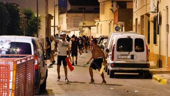 Varias personas durante los altercados en Torre Pacheco, Murcia. Varias personas durante los altercados en Torre Pacheco, Murcia.