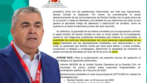Anticorrupción se opone a excarcelar a Santos Cerdán por riesgo de interferir con los implicados aún por identificar en la trama de amaños. Anticorrupción se opone a excarcelar a Santos Cerdán por riesgo de interferir con los implicados aún por identificar en la trama de amaños.