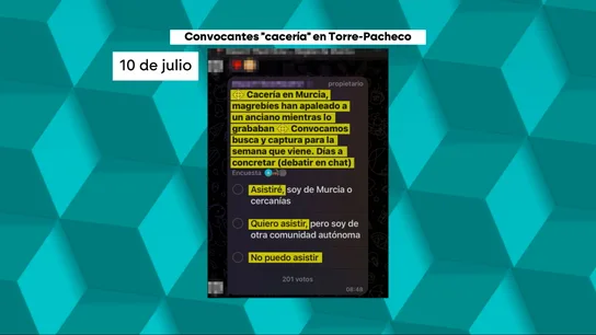 Así es como un grupo de ultraderecha convoca una "cacería" contra migrantes en Torre-Pacheco desde Telegram Así es como un grupo de ultraderecha convoca una "cacería" contra migrantes en Torre-Pacheco desde Telegram