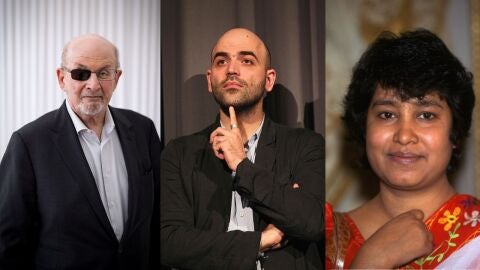 Roberto Saviano, Salman Rushdie y Taslima Nasrin