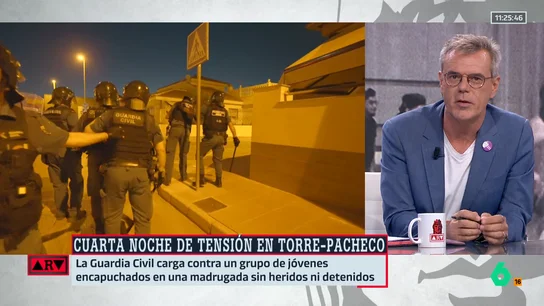 Vallín, tras los disturbios en Torre-Pacheco: "Si atemorizas a una población hasta el punto que dude si tienen derecho a la vida es imposible que después exija respeto de sus derechos laborales" Vallín, tras los disturbios en Torre-Pacheco: "Si atemorizas a una población hasta el punto que dude si tienen derecho a la vida es imposible que después exija respeto de sus derechos laborales"