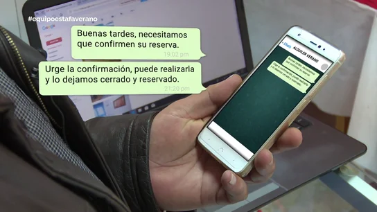 Los mensajes por Whatsapp de la falsa agencia inmobiliaria que estaba en Benidorm: "Me pidieron una señal de 580 euros" Los mensajes por Whatsapp de la falsa agencia inmobiliaria que estaba en Benidorm: "Me pidieron una señal de 580 euros"