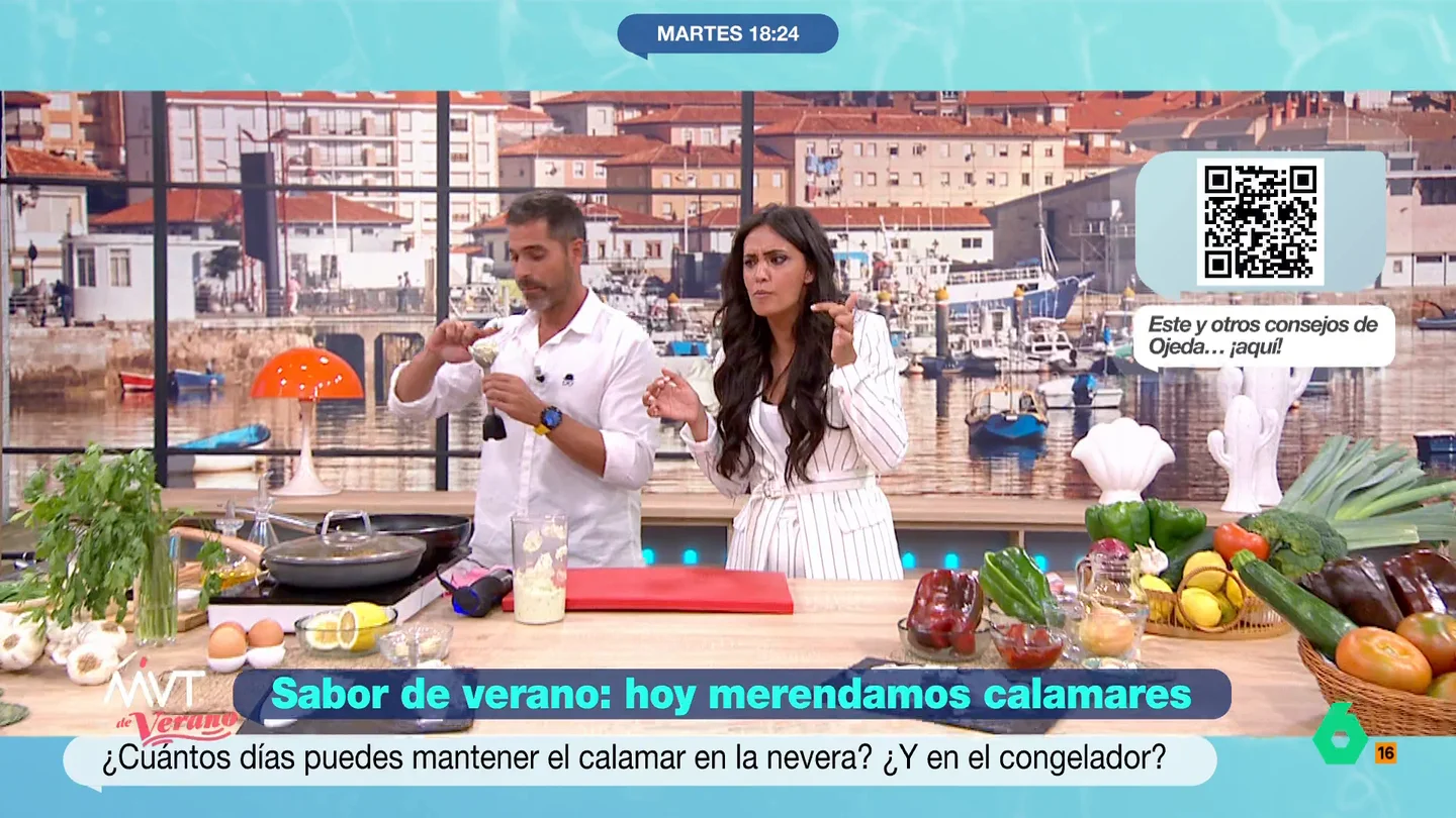 María Lamela alucina con la mayonesa de albahaca de Pablo Ojeda: "Esto vete ya a patentarlo" Pablo Ojeda nos da una nueva lección para preparar una mayonesa casera y deliciosa en tres minutos. En este caso, la protagonista es la albahaca. La receta, y la reacción de María Lamela, en este vídeo.