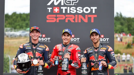 Pedro Acosta, Marc Márquez y Enea Bastianini Pedro Acosta, Marc Márquez y Enea Bastianini