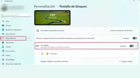 Admministrando widgets en la pantalla de bloqueo de Windows Admministrando widgets en la pantalla de bloqueo de Windows