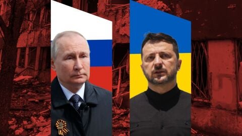 El presidente de Rusia, Vlad&iacute;mir Putin, y el presidente de Ucrania, Volod&iacute;mir Zelenski.