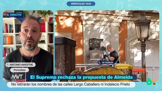Maestre, tras la decisión del Supremo sobre las placas de Largo Caballero e Indalecio Prieto: "La sentencia es durísima" Maestre, tras la decisión del Supremo sobre las placas de Largo Caballero e Indalecio Prieto: "La sentencia es durísima"