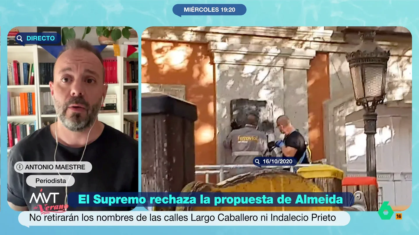 Maestre, tras la decisión del Supremo sobre las placas de Largo Caballero e Indalecio Prieto: "La sentencia es durísima" Maestre, tras la decisión del Supremo sobre las placas de Largo Caballero e Indalecio Prieto: "La sentencia es durísima"