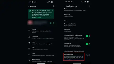 Desantivando el conteo en WhatsApp Desantivando el conteo en WhatsApp