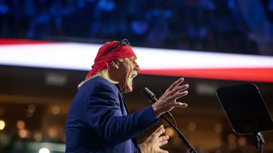 Hulk Hogan, en un acto de la campaña electoral de Donald Trump en 2024 Hulk Hogan, en un acto de la campaña electoral de Donald Trump en 2024