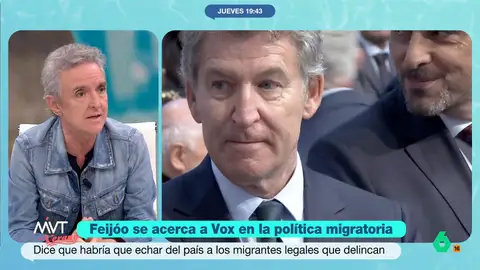 Ramoncín sentencia el discurso de Feijóo sobre la inmigración: "Es un barco a la deriva y está jugando con fuego" Ramoncín opina con rotundidad en este vídeo tras decir Feijóo que habría que echar del país a los inmigrantes legales que delincan: "Si lo está haciendo pensando en que va a ganar una masa votante de Vox, está completamente equivocado".