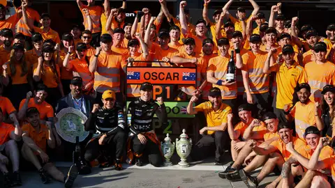 McLaren celebrando el doblete en el GP de Hungría de la temporada pasada McLaren celebrando el doblete en el GP de Hungría de la temporada pasada