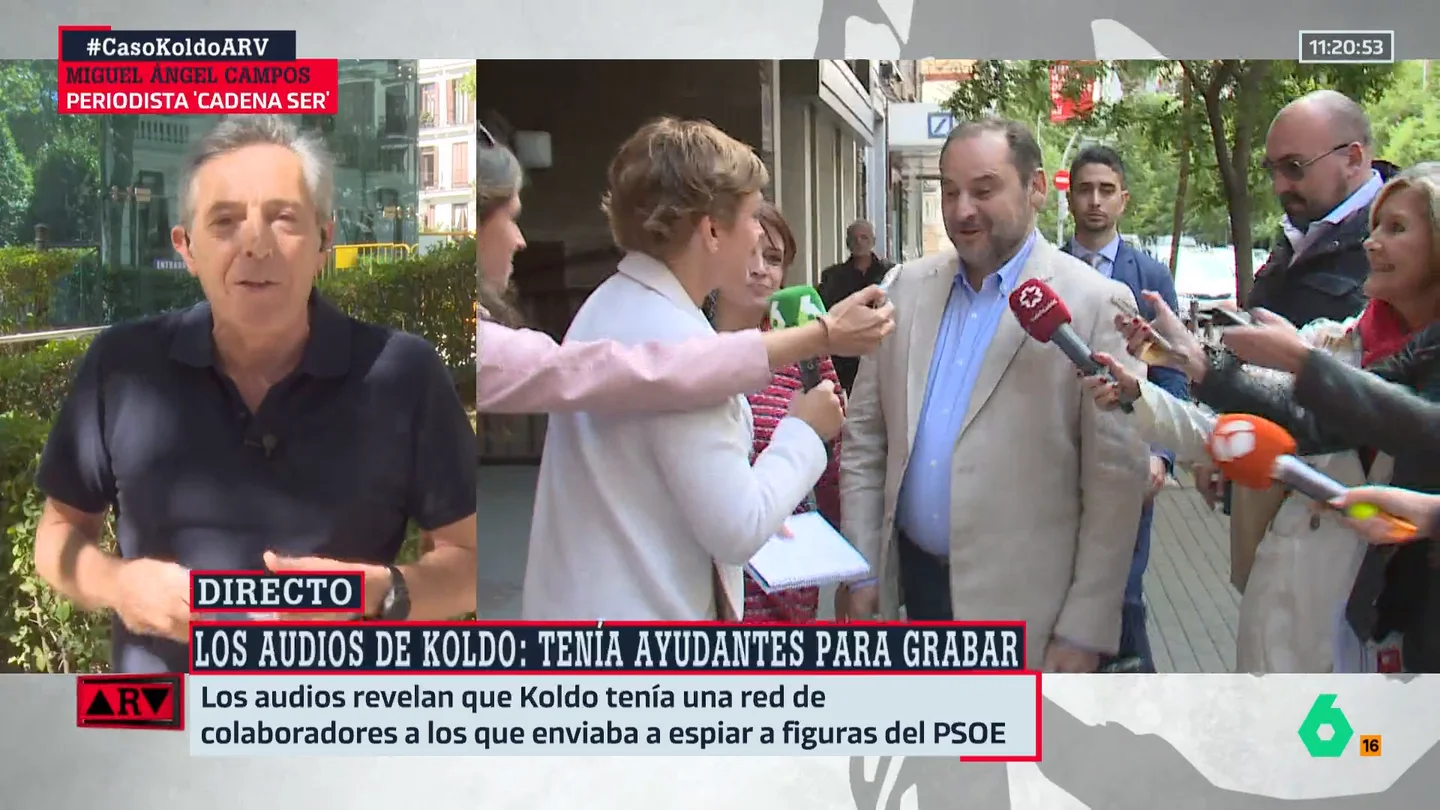 Miguel Ángel Campos destaca que Koldo "presumía de agente 007": "Parece muy de película, aunque a veces la realidad supera la ficción" Miguel Ángel Campos destaca que Koldo "presumía de agente 007": "Parece muy de película, aunque a veces la realidad supera la ficción"