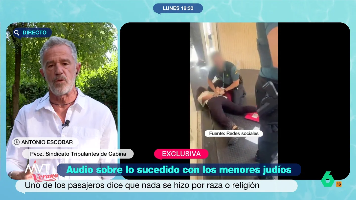 Antonio Escobar, del Sindicato de Tripulantes de Cabina, sobre el indicente de Vueling: "Me quito el sombrero con la tripulación" El portavoz afirma que "el orden público forma parte de la seguridad aérea". "Todo lo que pase en el avión que tu hayas transigido el culpable eres tú como sobrecargo y el comandante", reflexiona.