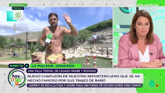 Toñi Moreno y su miedo a que Zapeando fiche a su reportero estrella: "¿Por mucho dinero te irías?" Jero González, reportero de 'Hoy en día', vuelve a captar la atención de los zapeadores gracias a uno de sus originales bañadores que no ha dudado en lucir en una de sus conexiones con su programa.
