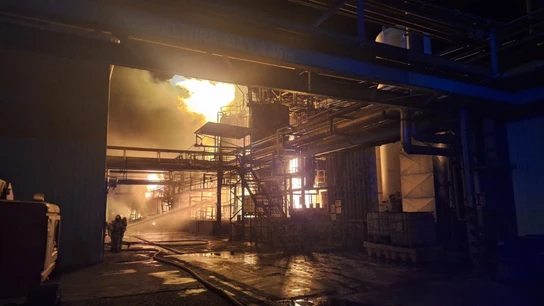 Incendio en las instalaciones de la empresa química Union Derivan en Zuera (Zaragoza). Incendio en las instalaciones de la empresa química Union Derivan en Zuera (Zaragoza).
