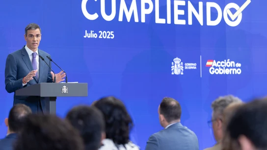 Pedro Sánchez, en el análisis del curso político, en julio de 2025 Pedro Sánchez, en el análisis del curso político, en julio de 2025