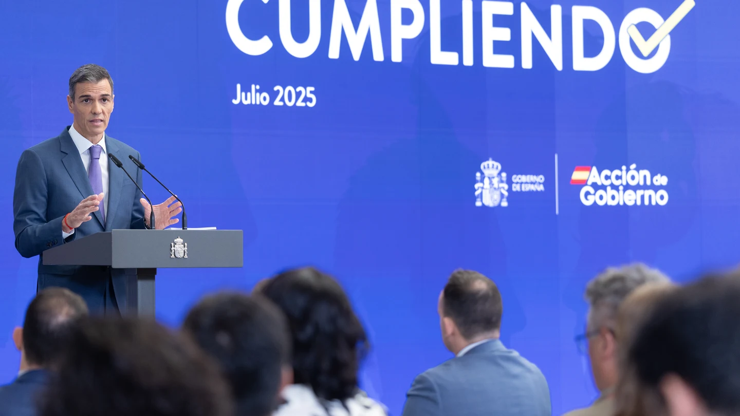Pedro Sánchez, en el análisis del curso político, en julio de 2025 Pedro Sánchez, en el análisis del curso político, en julio de 2025