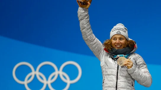 Laura Dahlmeier durante los Juegos Olímpicos de Invierno de Pyeongchang en 2018. Laura Dahlmeier durante los Juegos Olímpicos de Invierno de Pyeongchang en 2018.