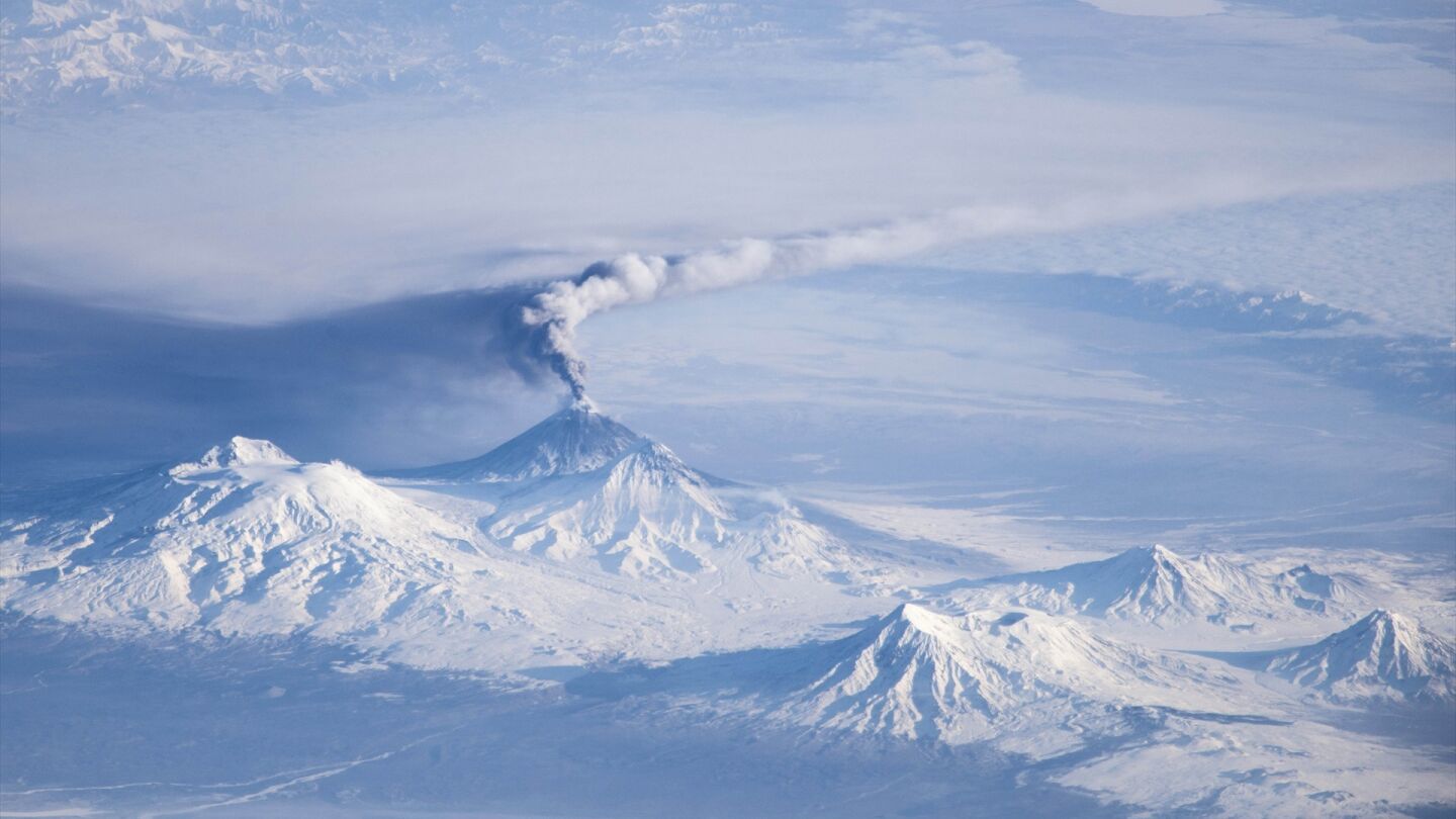 Imagen del volcán Kliuchevskoi, en Rusia.