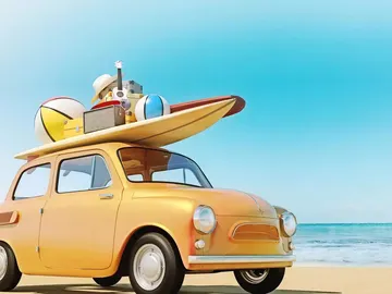Animación de un coche en la playa Animación de un coche en la playa
