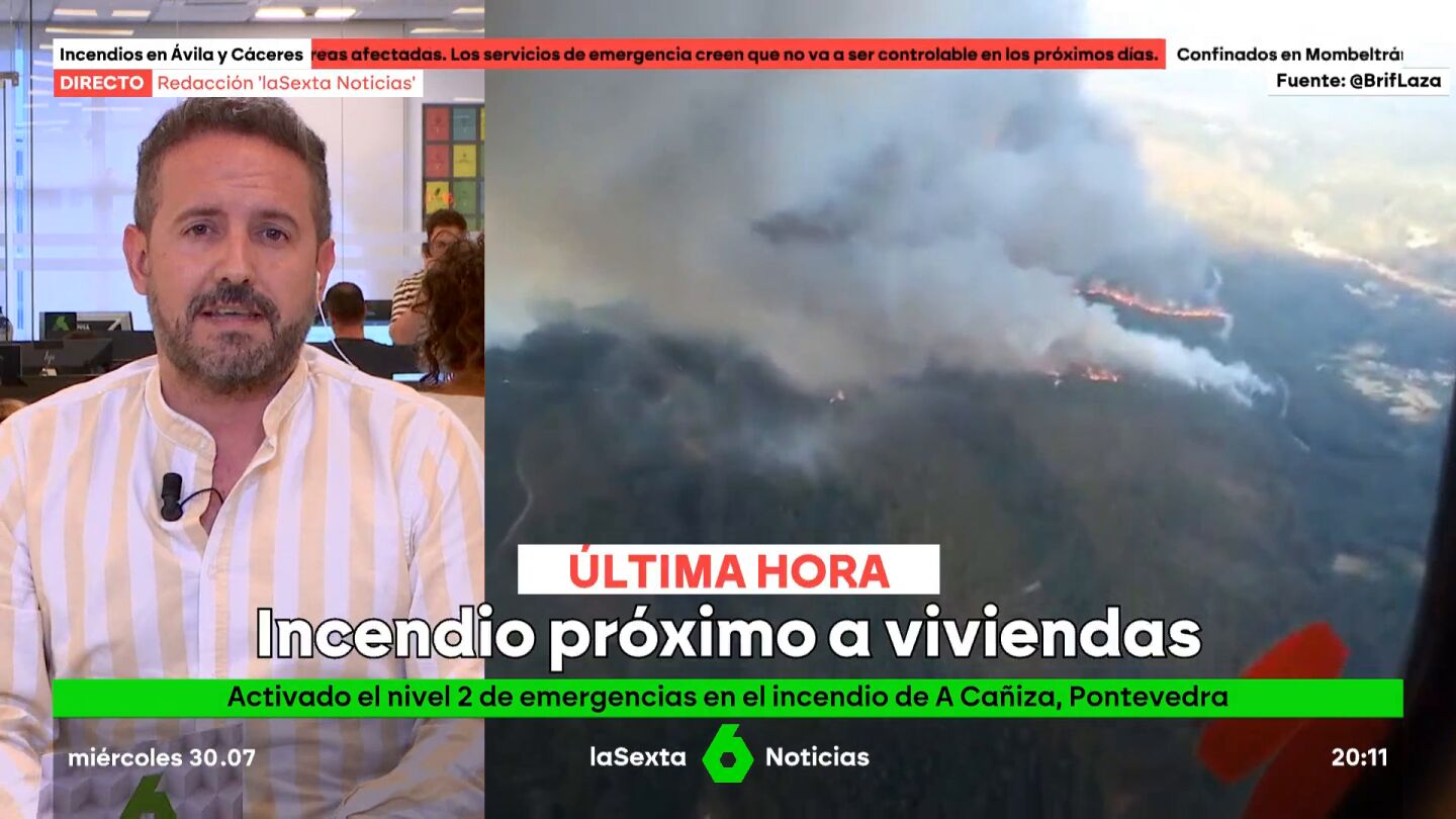 Un incendio forestal en A Cañiza, Pontevedra, activa nivel 2 de emergencia