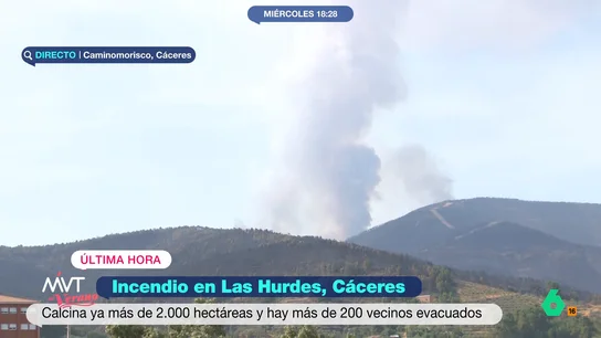 Horcajo, en prealerta por el incendio de Las Hurdes mientras el viento complica la situación Horcajo, en prealerta por el incendio de Las Hurdes mientras el viento complica la situación