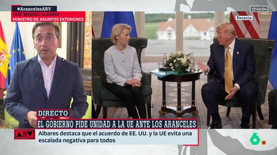 Albares pide a Von der Leyen que asuma la "soberanía europea" frente a Trump: "No podemos levantarnos pendientes de su estado de humor" Albares pide a Von der Leyen que asuma la "soberanía europea" frente a Trump: "No podemos levantarnos pendientes de su estado de humor"