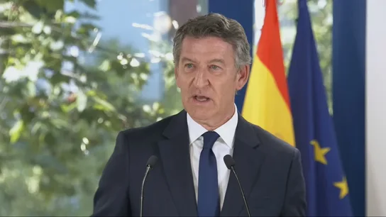 Feijóo, durante la rueda de prensa. Feijóo, durante la rueda de prensa.