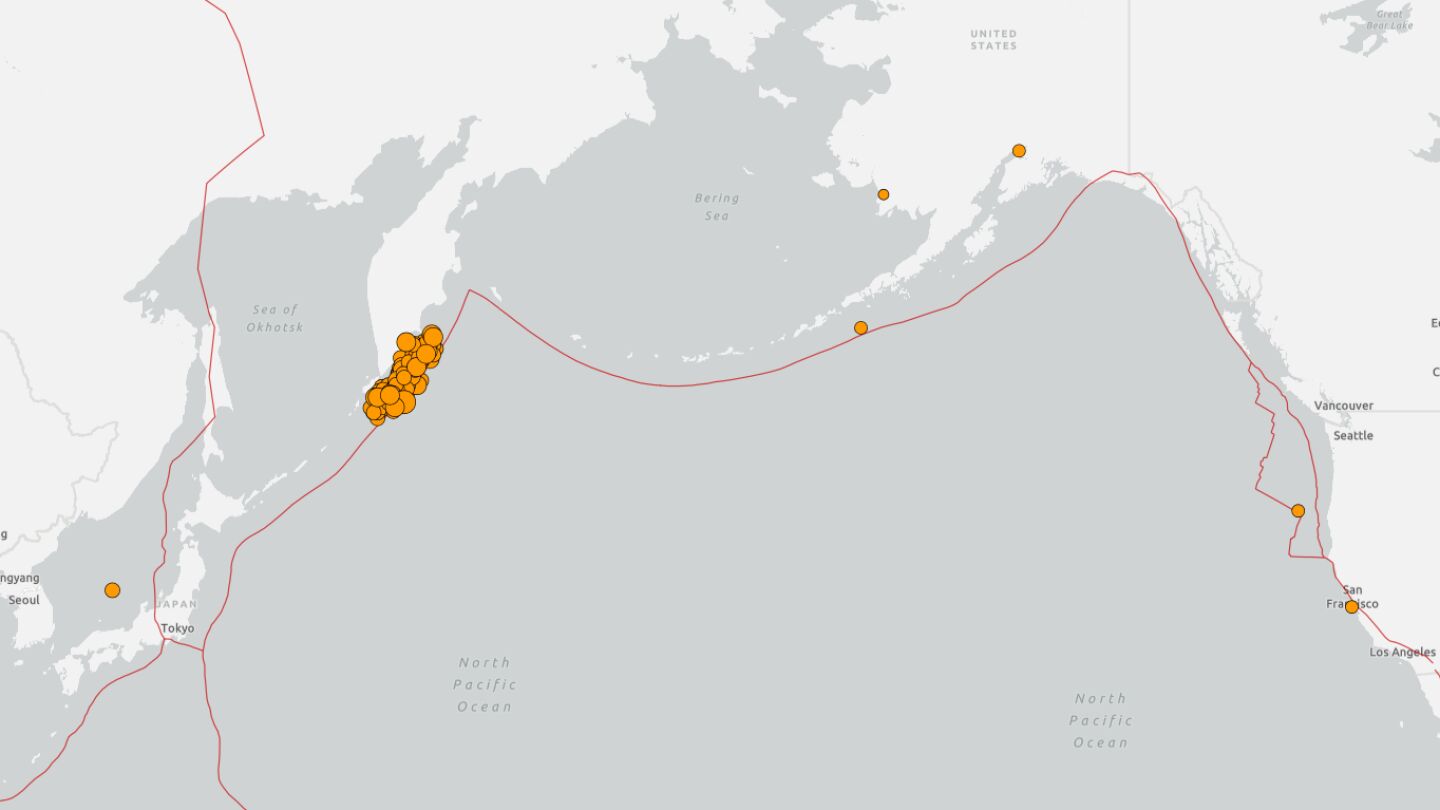 Réplicas del terremoto de 8,8 en Kamchatka (Rusia)