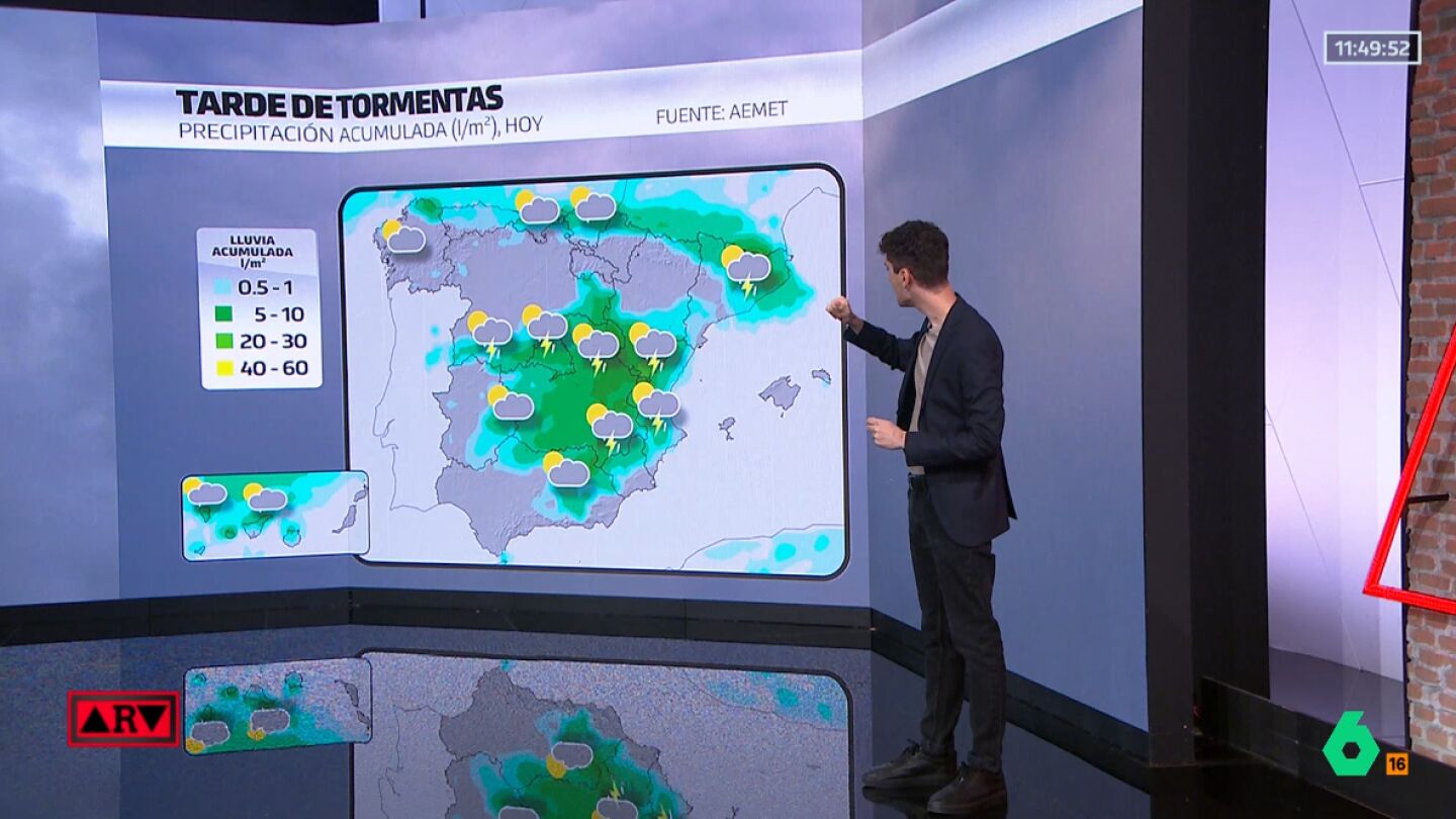 Tarde de tormentas y lluvia en España durante el viernes 1 de agosto de 2025.