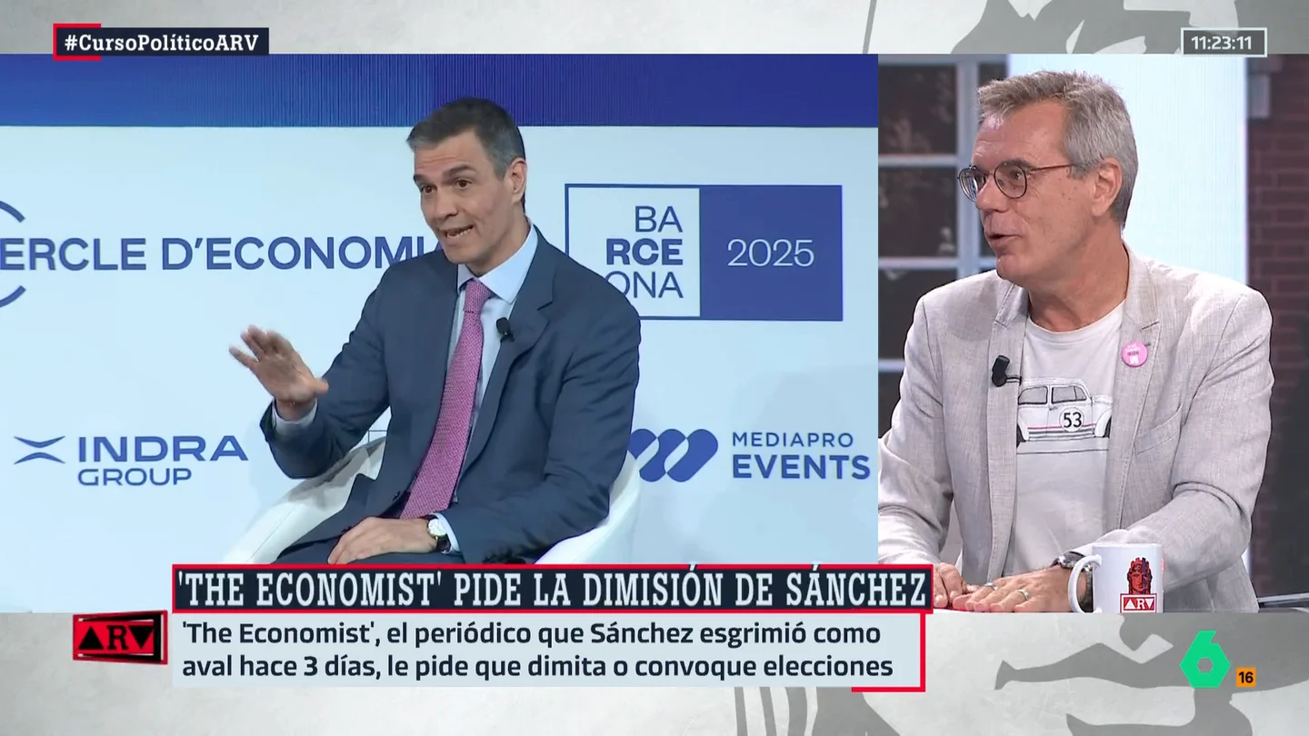 Pedro Vallín reacciona al artículo de 'The Economist' pidiendo la dimisión de Sánchez: "Creo que ha habido una llamada al orden" Pedro Vallín reacciona al artículo de 'The Economist' pidiendo la dimisión de Sánchez: "Creo que ha habido una llamada al orden"