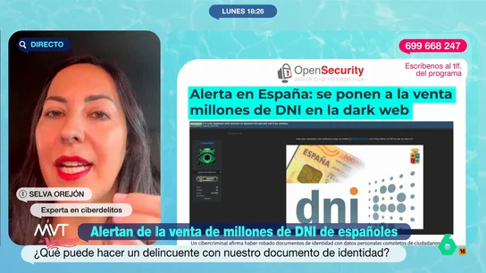 Selva Orejón, experta en ciberdelitos: "Estamos entregando muy alegremente nuestro DNI" La experta señala que no sabemos en manos de quién puede caer el documento cuando lo compartimos. "Nuestro DNI no es solo nuestro DNI, es también nuestra identidad digital", afirma Orejón.