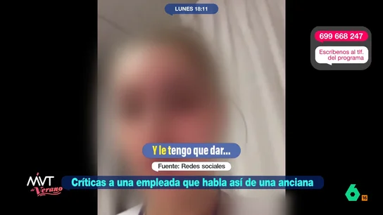 Despedida y denunciada la trabajadora de una residencia de Guadalajara por trato denigrante a una anciana La trabajadora grababa a la anciana durante la noche del pasado sábado mientras iba a darle la cena. Después de subir el vídeo a sus redes sociales, este se hizo viral, causando una gran indignación.