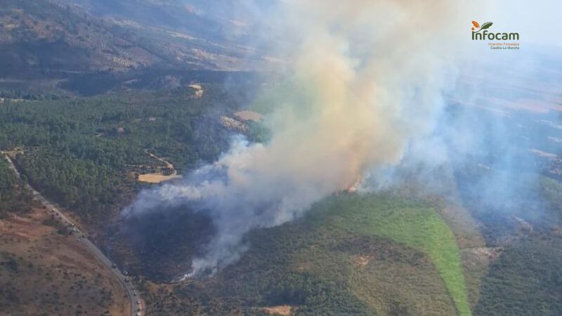 Confinadas 600 personas en dos balnearios de Albacete por un incendio forestal