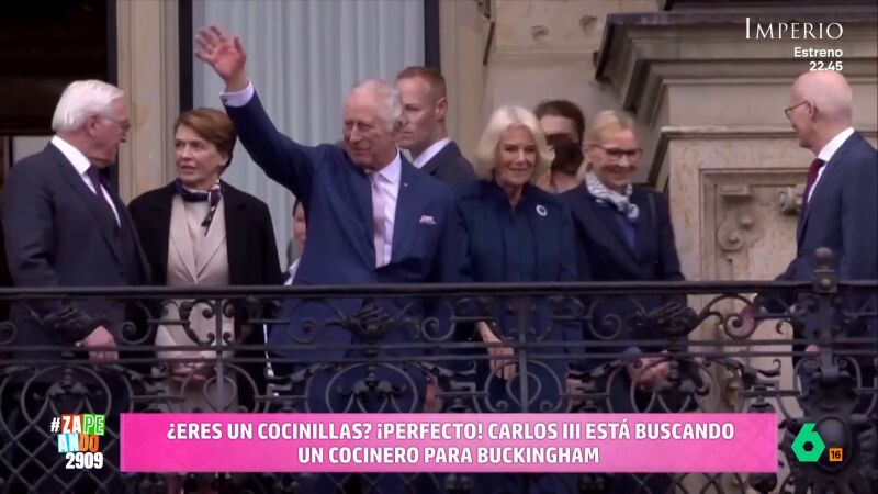 Carlos III busca cocinero para Buckingham: 45 horas semanales, fines de semana libres y hasta con descuento en tiendas