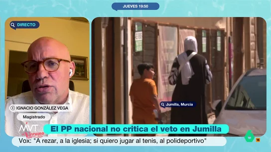 El magistrado González Vega, sobre la moción de Jumilla: "Estamos en presencia de un discurso de odio" El magistrado señalada que debe diferenciarse, por un lado, la moción presentada por Vox, "que claramente es inconstitucional" y la resolución aprobada por la corporación municipal que no hace referencia a ninguna confesión religiosa en concreto.