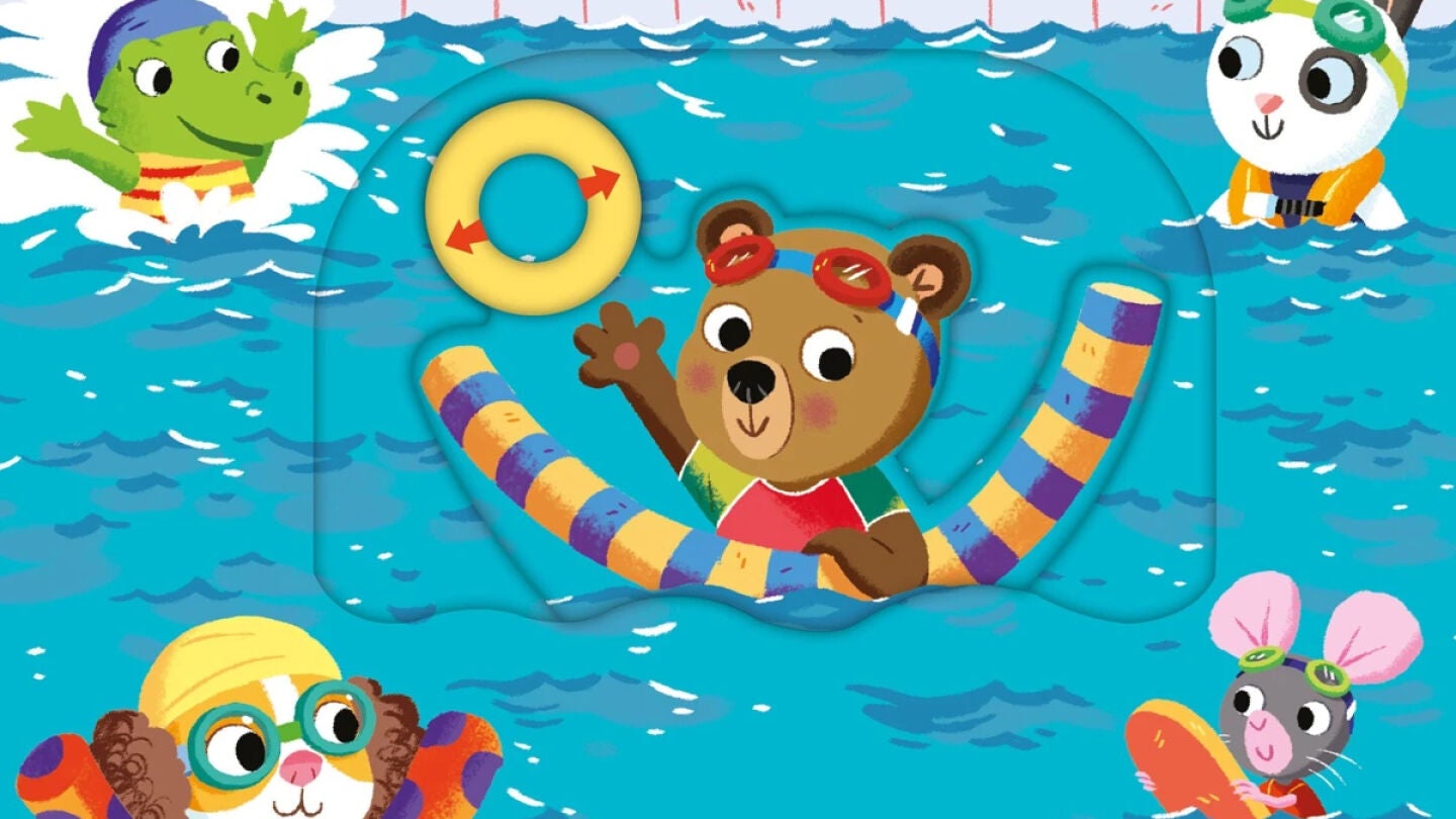 Detalle de la cubierta de ''Osito Tito. Chapuz&oacute;n en la piscina', de Benji Davies