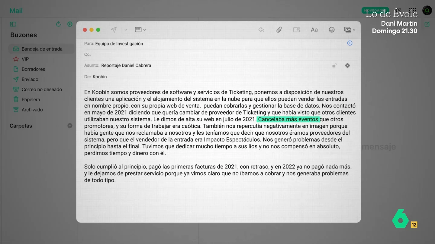 Eventos cancelados y mala gestión: así describe Impacto Espectáculos el trabajo de Daniel Cabrera como promotor Eventos cancelados y mala gestión: así describe Impacto Espectáculos el trabajo de Daniel Cabrera como promotor