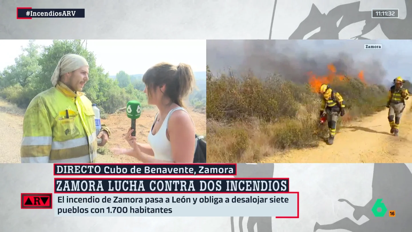 Las condiciones extremas de los bomberos en la lucha contra el fuego en Zamora: "El calor que pasamos y la deshidratación son lo más duro" Las condiciones extremas de los bomberos en la lucha contra el fuego en Zamora: "El calor que pasamos y la deshidratación son lo más duro"
