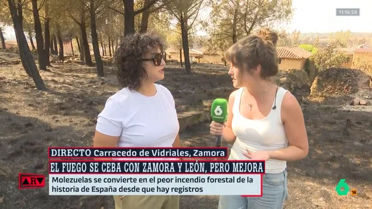 Una vecina de Carrecedo de Vidriales denuncia que lucharon contra el incendio solos mientras los bomberos miraban: "No les habían dado la orden" Una vecina de Carrecedo de Vidriales denuncia que lucharon contra el incendio solos mientras los bomberos miraban: "No les habían dado la orden"