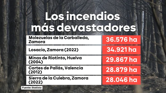 De Zamora a Huelva y Valencia: el mapa de los incendios más devastadores de España De Zamora a Huelva y Valencia: el mapa de los incendios más devastadores de España