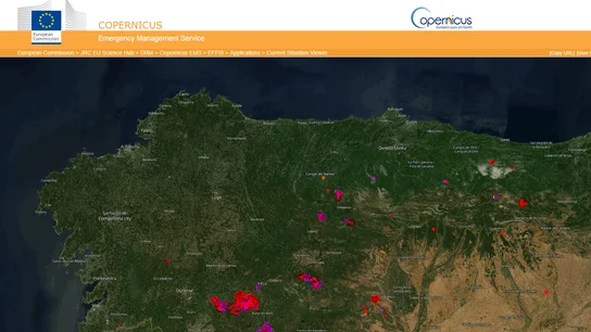 Visualizador de Situación en Tiempo Real del servicio de gestión de emergencias COPERNICUS, para ver los incendios en Europa en directo Visualizador de Situación en Tiempo Real del servicio de gestión de emergencias COPERNICUS, para ver los incendios en Europa en directo