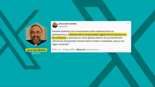 Publicación de Jesús Sanz en la que llama "moritos" a los musulmanes en España a los que recrimina que no condenen los "asesinatos de cristianos" en sus países. Publicación de Jesús Sanz en la que llama "moritos" a los musulmanes en España a los que recrimina que no condenen los "asesinatos de cristianos" en sus países.
