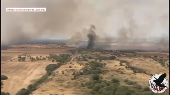 El fuego de Molezuelas en Zamora desde el aire El fuego de Molezuelas en Zamora desde el aire