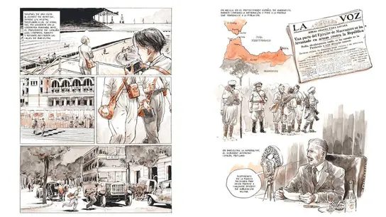 Página de 'Fotógrafos de guerra', de Raynal Pellicer y Titwane Página de 'Fotógrafos de guerra', de Raynal Pellicer y Titwane