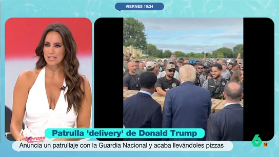 Marina Valdés, sobre el 'delivery' de Trump con la Guardia Nacional: "A los líderes europeos no les dio hamburguesas" Marina Valdés y María Lamela comentan en este vídeo el giro de Donald Trump, que tras anunciar que patrullaría las calles de Washington con la Guardia Nacional, al final se ha limitado a repartirles pizzas y hamburguesas.