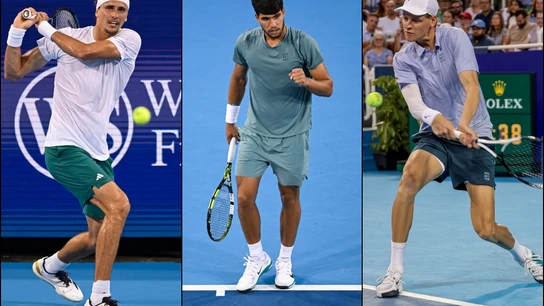 Alexander Zverev, Carlos Alcaraz y Jannik Sinner Alexander Zverev, Carlos Alcaraz y Jannik Sinner